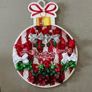 Bebe Holiday Bow Clips Set - Red, Green, Silver, White